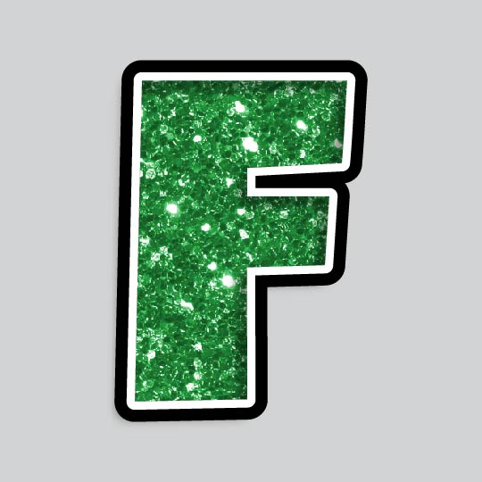 23.5” INDIVIDUAL LUCKY GUY GREEN CHUNKY GLITTER LETTERS