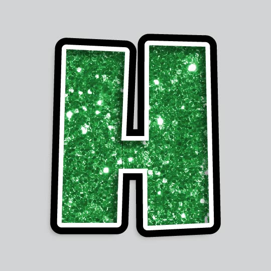 23.5” INDIVIDUAL LUCKY GUY GREEN CHUNKY GLITTER LETTERS