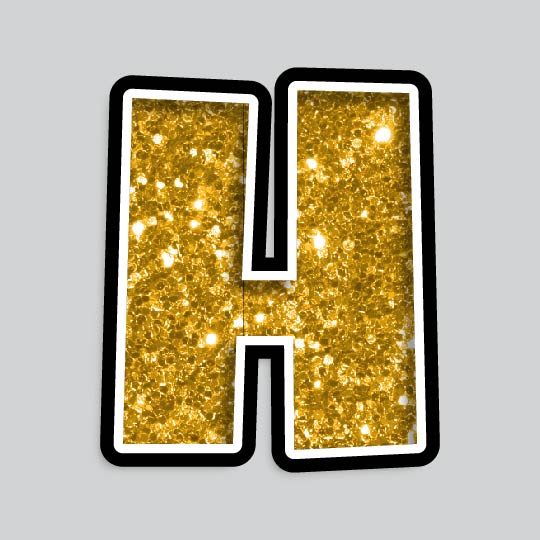 23.5” INDIVIDUAL LUCKY GUY GOLD CHUNKY GLITTER LETTERS