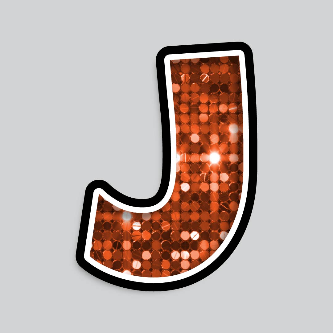 23.5” INDIVIDUAL LUCKY GUY SEQUIN ORANGE SHADOW LETTERS