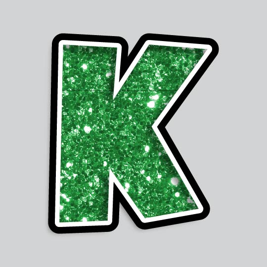 23.5” INDIVIDUAL LUCKY GUY GREEN CHUNKY GLITTER LETTERS