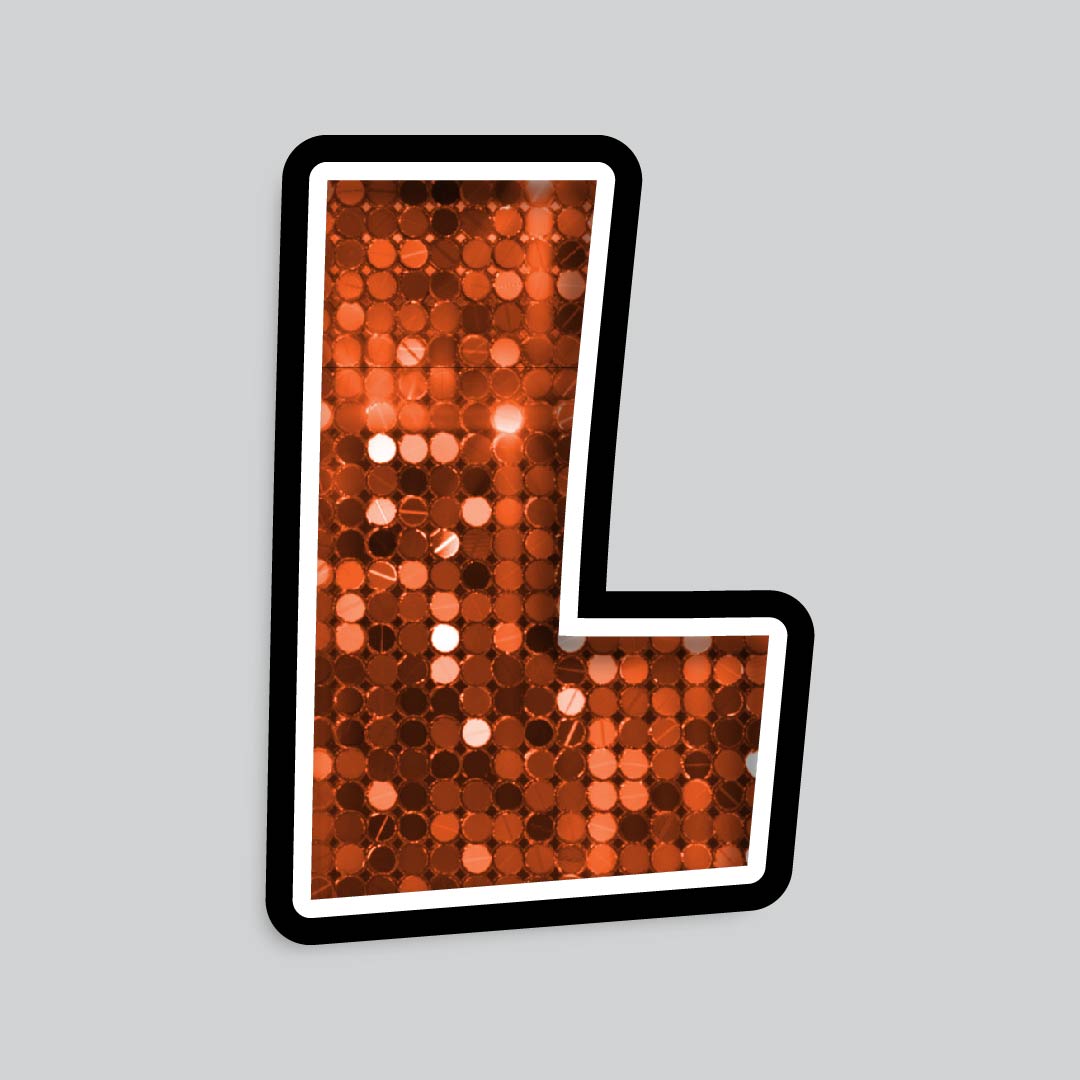 23.5” INDIVIDUAL LUCKY GUY SEQUIN ORANGE SHADOW LETTERS