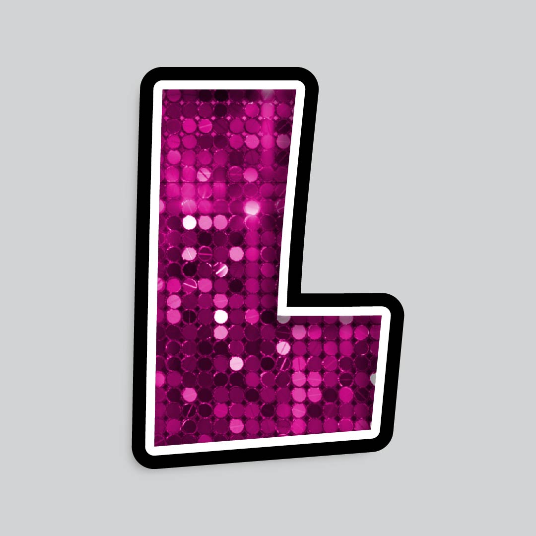 23.5” INDIVIDUAL LUCKY GUY SEQUIN PINK SHADOW LETTERS