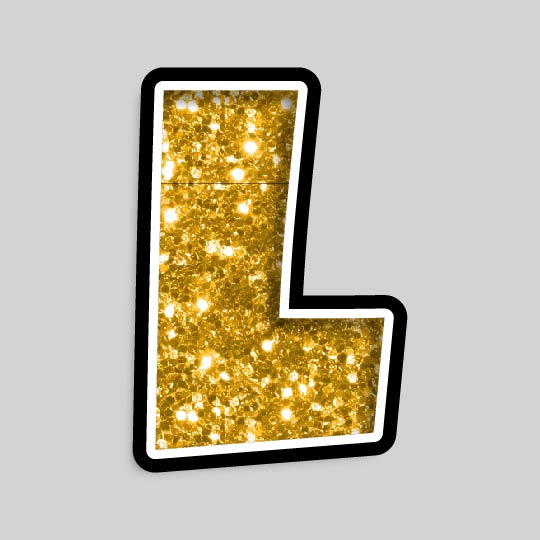 23.5” INDIVIDUAL LUCKY GUY GOLD CHUNKY GLITTER LETTERS