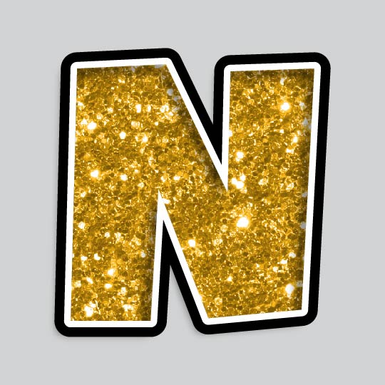 23.5” INDIVIDUAL LUCKY GUY GOLD CHUNKY GLITTER LETTERS