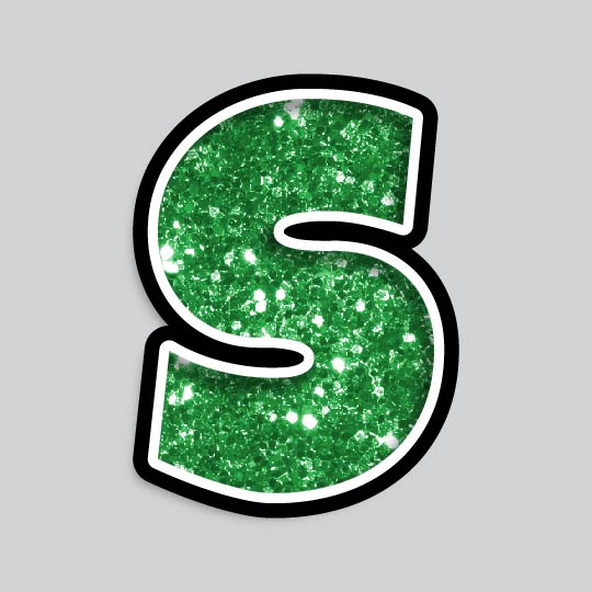 23.5” INDIVIDUAL LUCKY GUY GREEN CHUNKY GLITTER LETTERS