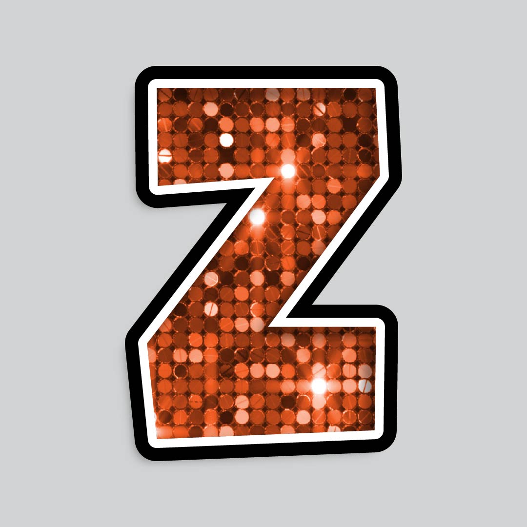 23.5” INDIVIDUAL LUCKY GUY SEQUIN ORANGE SHADOW LETTERS