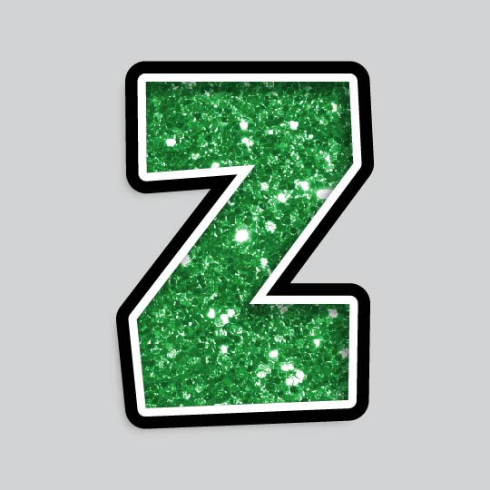 23.5” INDIVIDUAL LUCKY GUY GREEN CHUNKY GLITTER LETTERS